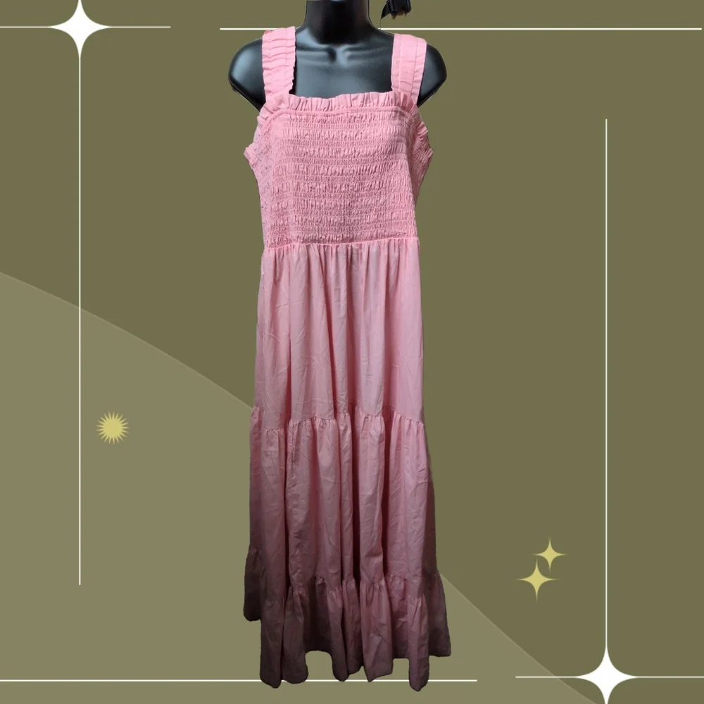 ✨nwt Abercrombie And Fitch Smocked Bodice Easy Maxi Dress Size XXLP